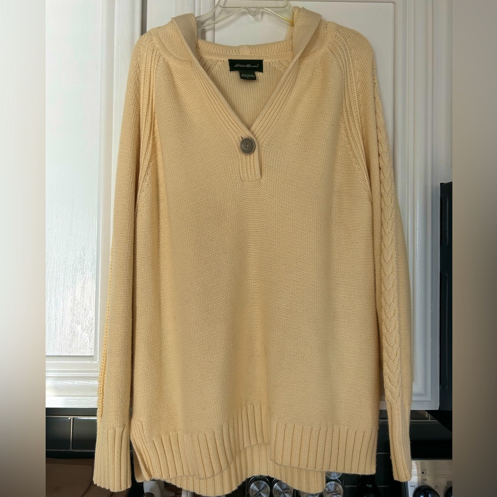 Eddie Bauer women’s yellow knit hooded sweater